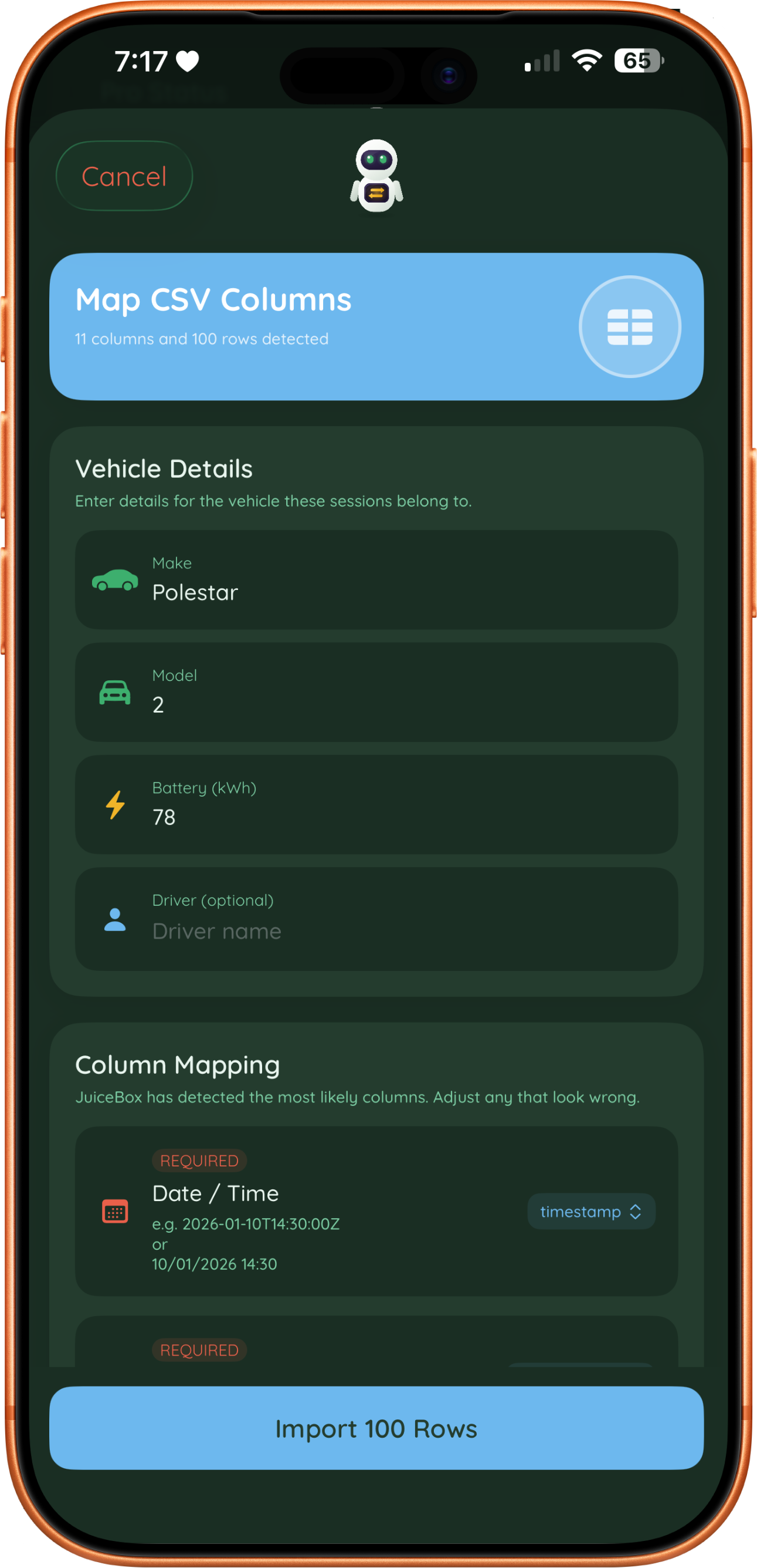 JuiceBox import csv