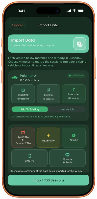 JuiceBox Import View