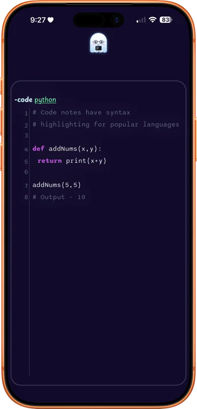 Wisppad Code Snippet Note