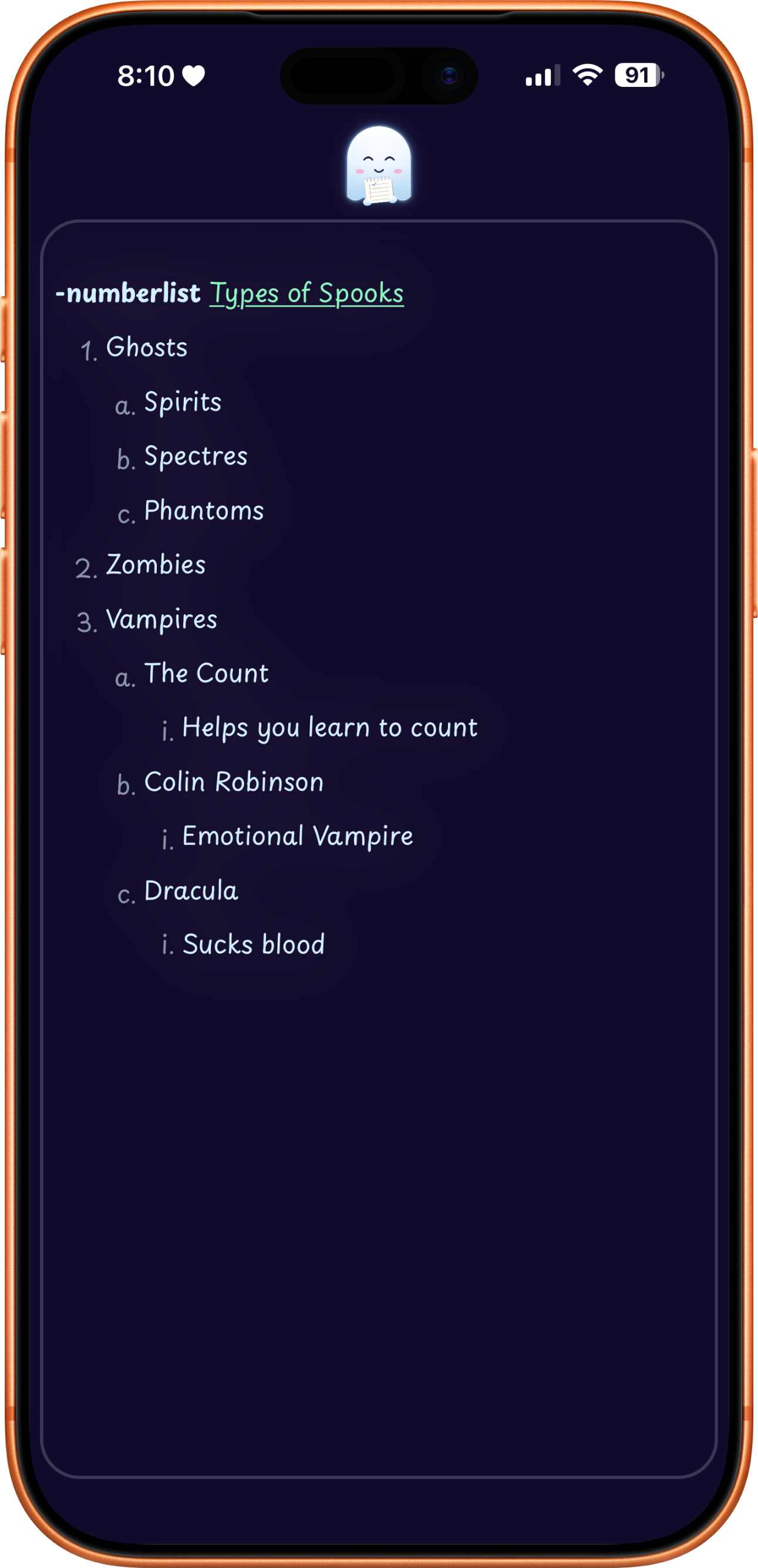 Wisppad Numberlist Note