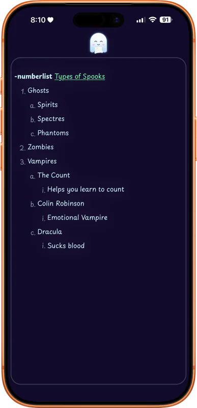 Wisppad Numberlist Note